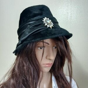 Vintage 60s black fedora‎ cloche